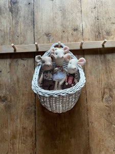 Wicker hanging basket, wicker wall basket, rattan basket, hanging basket, pink basket, kids basket, wall basket, White basket