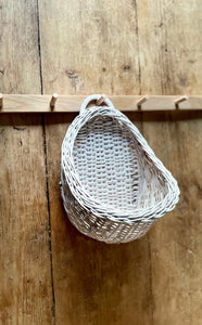 Wicker hanging basket, wicker wall basket, rattan basket, hanging basket, pink basket, kids basket, wall basket, White basket