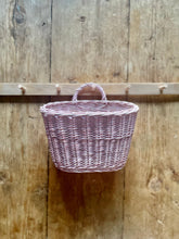 Load image into Gallery viewer, Pink wicker hanging basket, Wall hanging basket, storage basket, wall basket,
