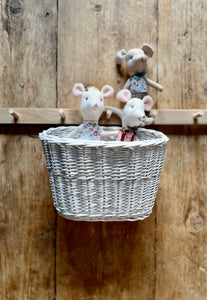 White wicker hanging basket, Wall hanging basket, storage basket, wall basket,