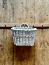 Load image into Gallery viewer, White wicker hanging basket, Wall hanging basket, storage basket, wall basket,
