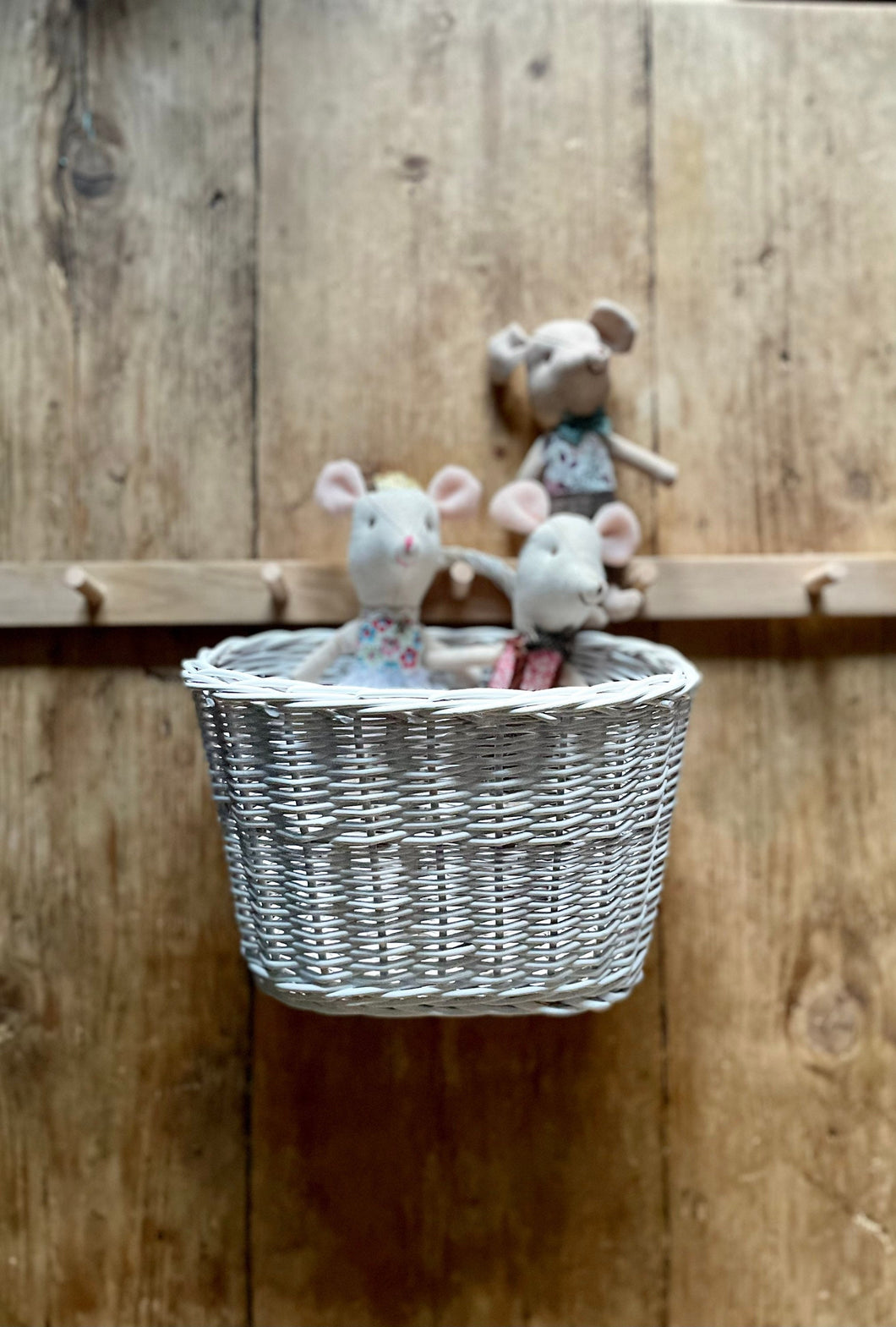 White wicker hanging basket, Wall hanging basket, storage basket, wall basket,