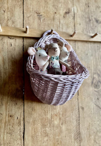 Wicker hanging basket, wicker wall basket, rattan basket, hanging basket, light pink