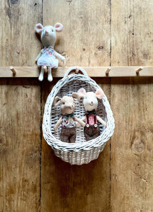 Wicker hanging basket, wicker wall basket, rattan basket, hanging basket, pink basket, kids basket, wall basket, White basket