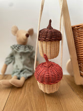 Load image into Gallery viewer, Rattan acorn bag, toddler rattan bag, wicker kids bag, wicker bag
