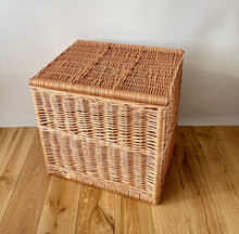 Load image into Gallery viewer, Square wicker chest, wicker trunk, storage basket with lid, unpainted
