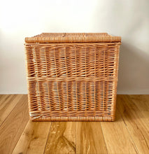 Load image into Gallery viewer, Square wicker chest, wicker trunk, storage basket with lid, unpainted
