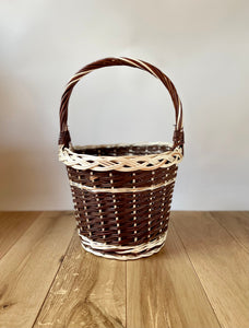 Wicker shopping basket, storage basket, Round basket with handle, Medium