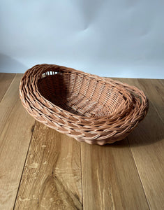 Set of 3 wicker trays, wicker bread baskets, wicker fruit bowls