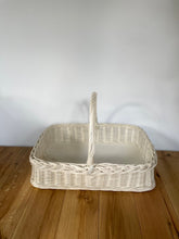 Load image into Gallery viewer, Wicker basket with handle, tray with handle, fruit tray, unpainted, made from white wicker
