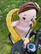 Load image into Gallery viewer, Mustard bike dolls basket, bike carrier, bicycle basket for dolls, doll basket for scooter, doll basket, bike basket, scooter basket,
