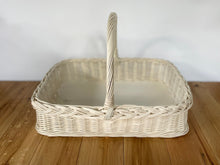 Load image into Gallery viewer, Wicker basket with handle, tray with handle, fruit tray, unpainted, made from white wicker
